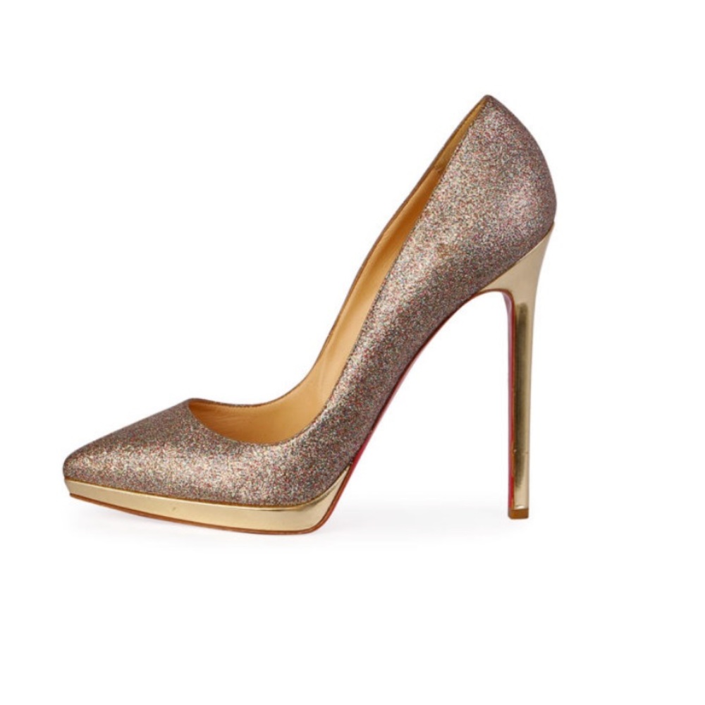 Christian Louboutin Pigalle Plato Glitter Stiletto Pump Gold